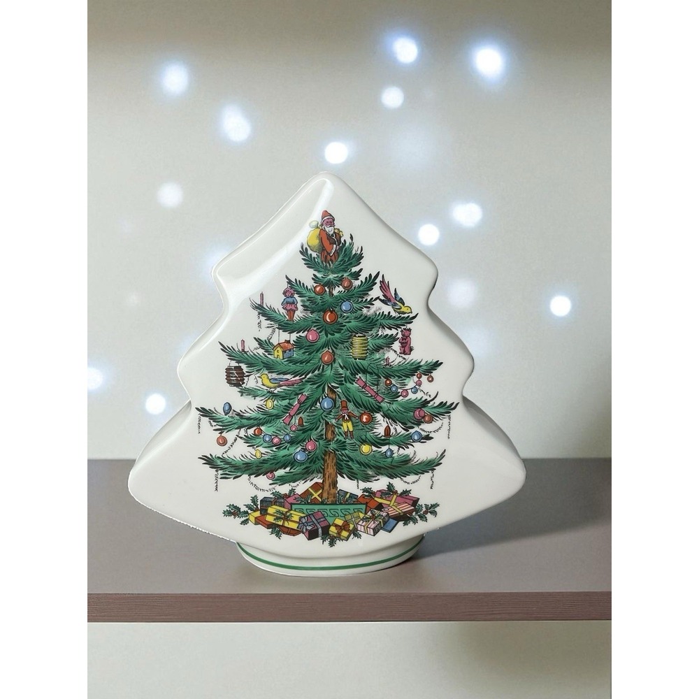 Vtg Spode "Christmas Tree" Piggy Bank‎ #S3324 with Christmas Tree Shape 6" tall